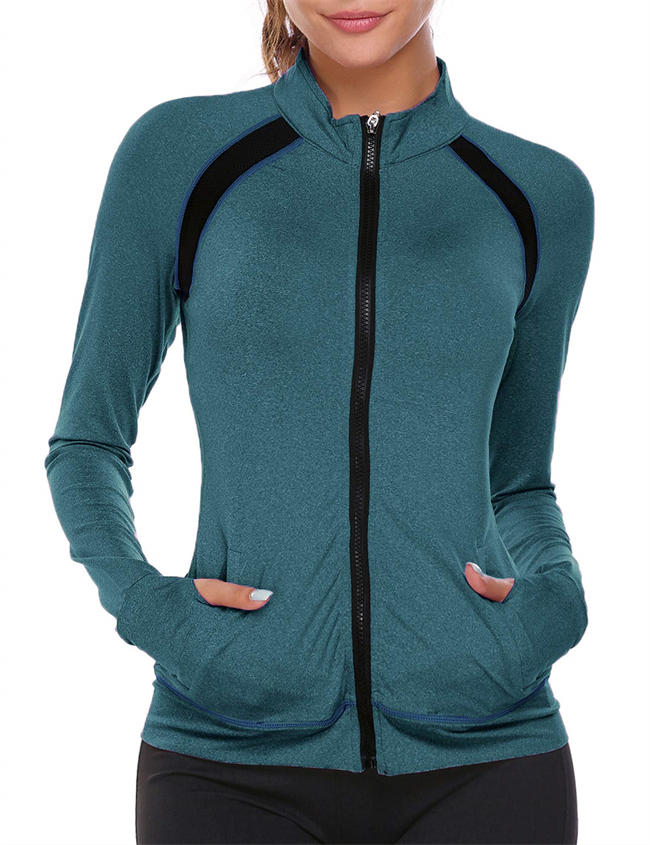 Woman Zip Up Athletic Workout Jacket Yoga Exercise Lightweight Track Jackets Sweatshirts with Thumbholes S-XXL